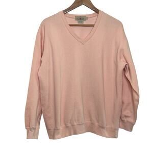 Vintage J, Crew Outfitters Peach Large Cotton Blend V-Neck Pullover Sweatshirt
